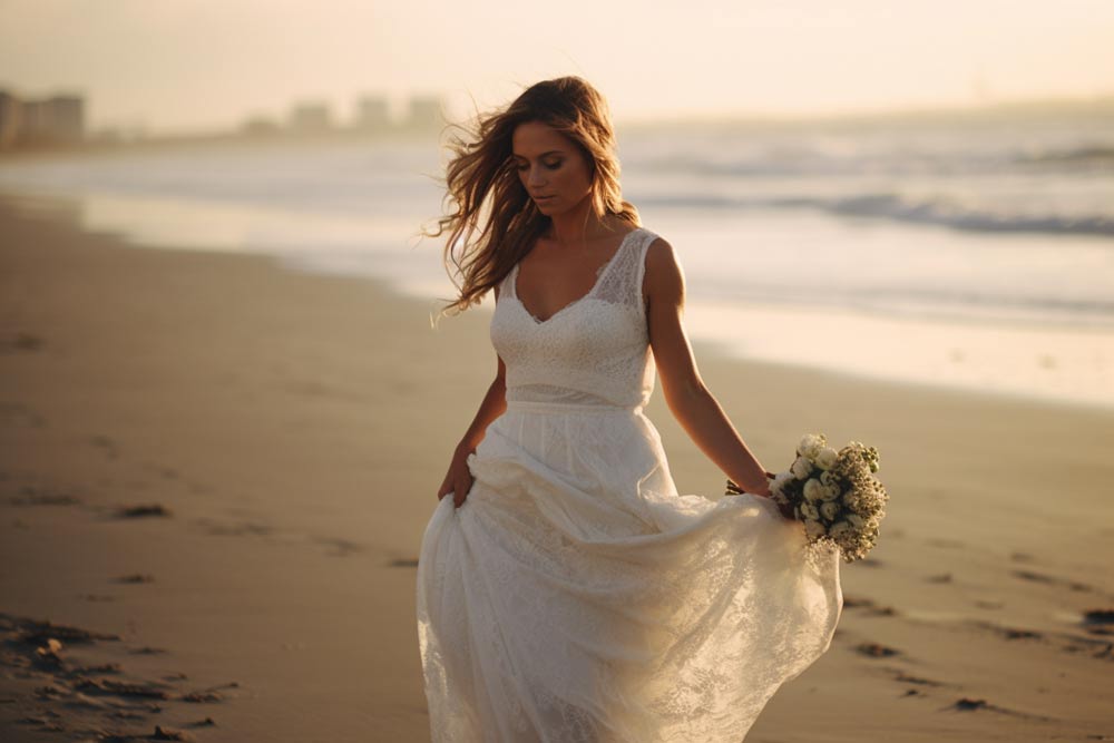 Femme mariée sur la plage